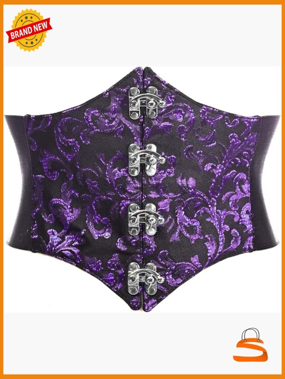 Crushed Velvet Corset Belt Cincher with Clasps Stretchy Waist Shaper